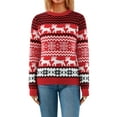 thumbnail image 1 of Liacowi Women and Men Christmas Knitted Sweater Long Sleeve Elk Snowflake Print Pullover Retro Jumpers Tops Fall Loose Knitwear for Adult＆Juniors＆Teen, 1 of 9