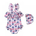 thumbnail image 3 of BESLY Toddler Little Girls Ruffled Swimsuits 1-7T One-Piece Beach Swimwear Chid Sunsuit with Swim Caps, 3 of 3