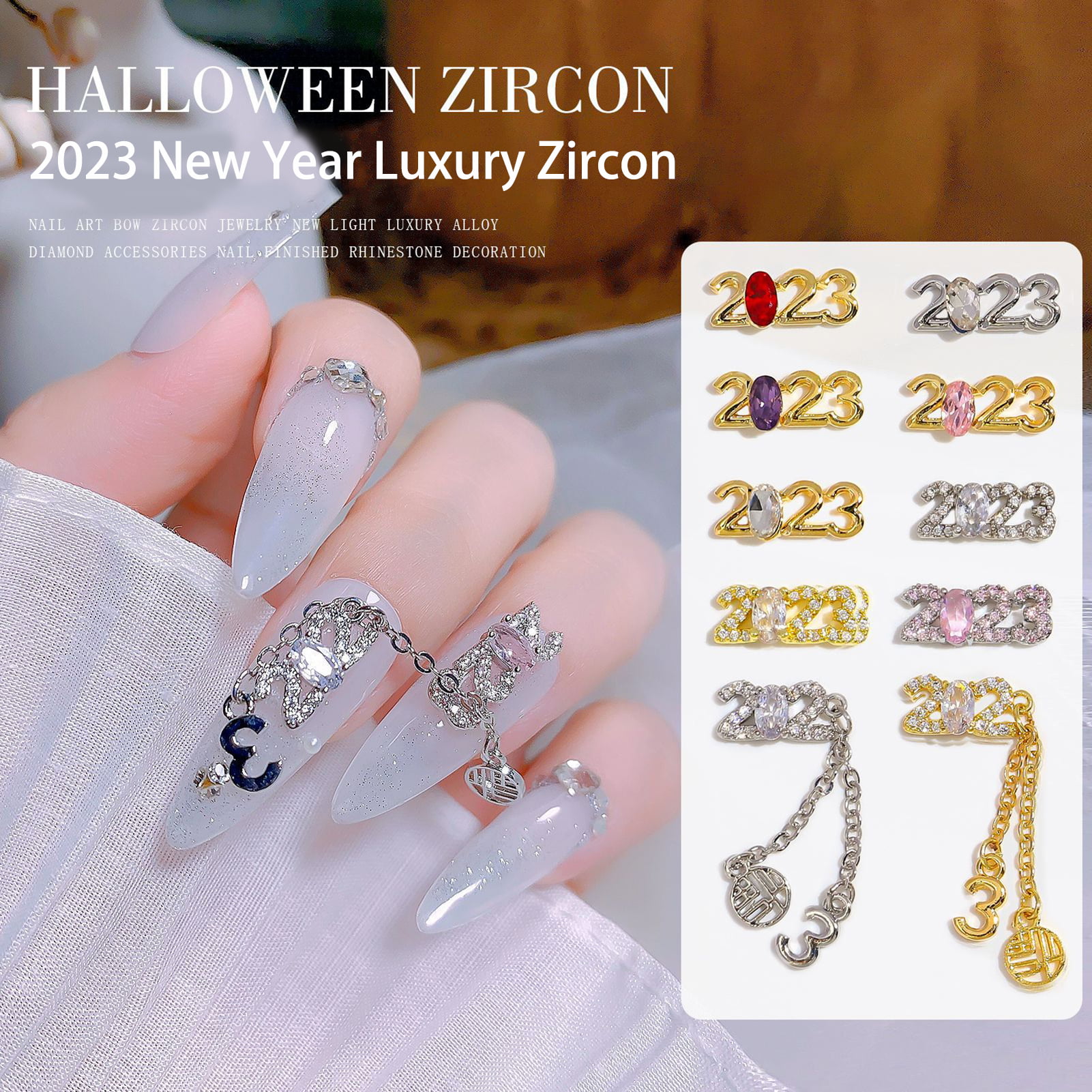 3D Zircon Circle Design Chanel Nail Charm, FoxyPhoenixNailArt in 2023