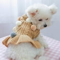 thumbnail image 3 of Dog Sweater Dress, Pet Sweater with Colorful Pom Pom Warm Knitwear Pullover Dog Skirt Puppy Princess Dress Apparel for Small Medium Dogs and Cats, 3 of 5