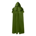 thumbnail image 4 of Xfvqtps Men Long Patchwork Hooded Collar Strap Shawl Solid Color Casual Party Retro Masquerade Robe Gothic Cloak Stage Outfit Green, 4 of 5
