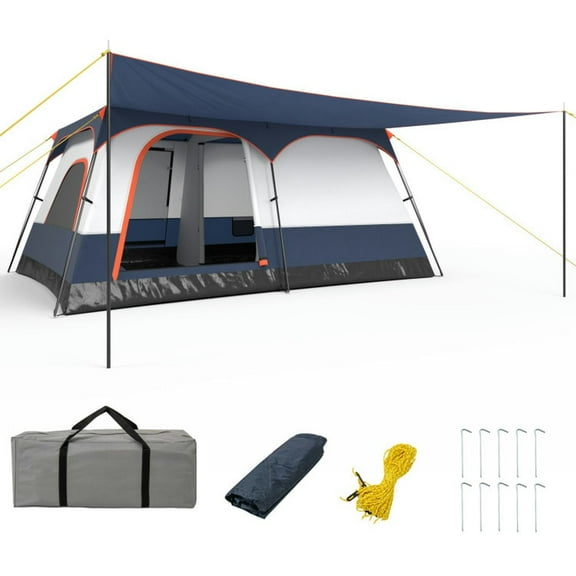 Spaco 8-10 Person Camping Tent with Double Rooms and 2 Doors, Camping Tent for Outdoor as Garden, Yard, Navy