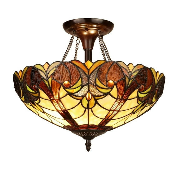 CHLOE Lighting LIAISON Victorian-Style 2-Light Antique Dark Bronze Finish Ceiling Semi-Flush Mount 16" Wide