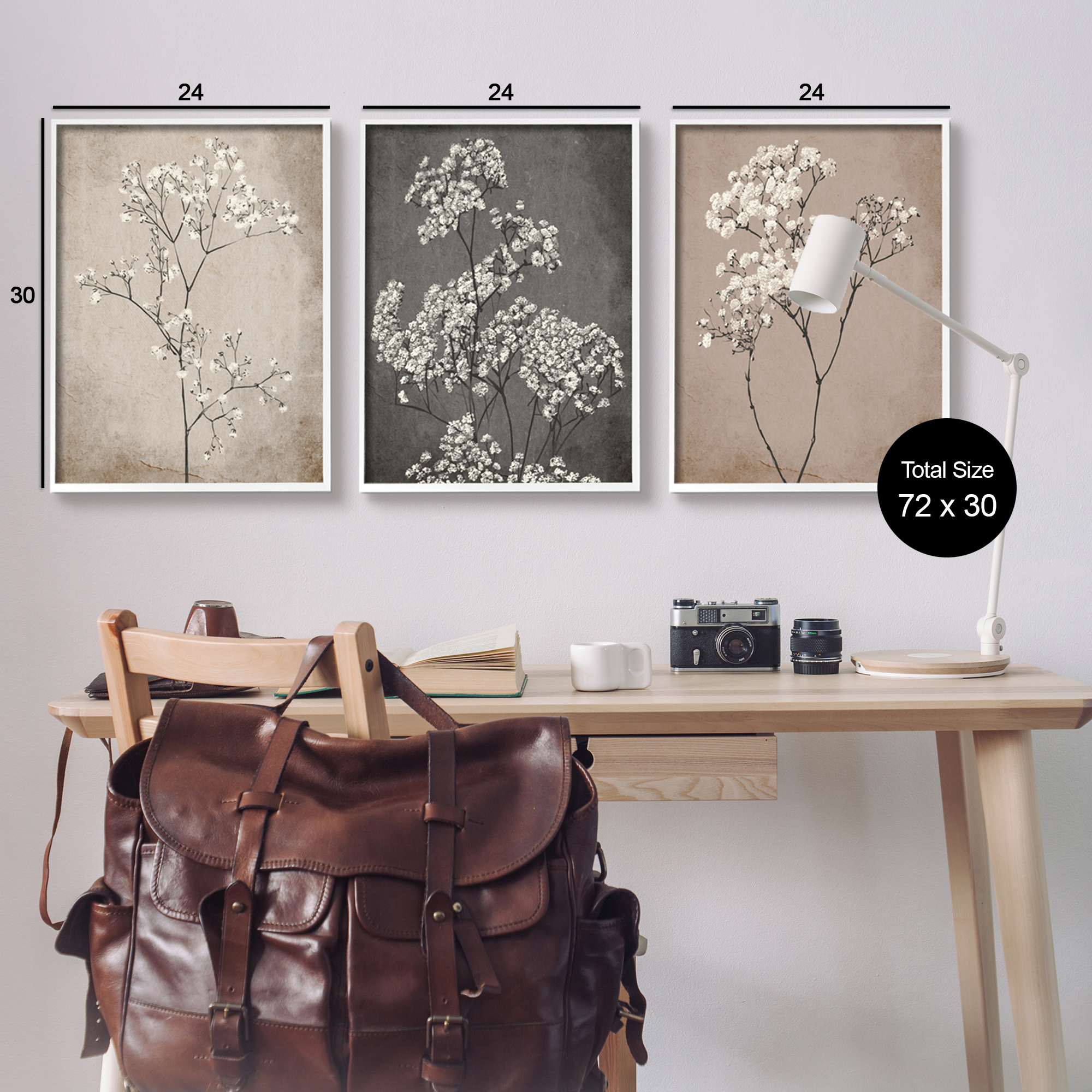 Stupell Industries Botanical Baby's Breath Herbs Botanical & Floral Painting White Framed Art Print Wall Art, 24 x 30, Set of 3