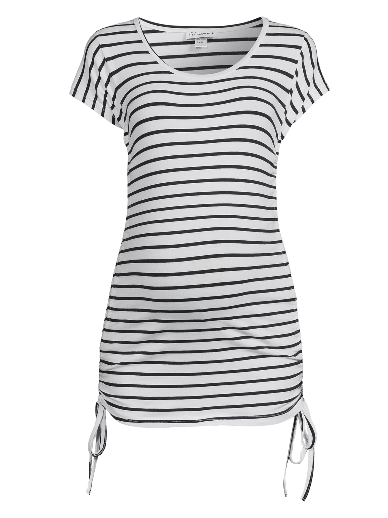 Oh! Mamma Maternity Women's Scoop Neck Tee with Side Seam Drawstring (Women's & Women's Plus)