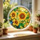 thumbnail image 2 of Atrapasueños de acrílico con forma de rompecabezas para colgar en la ventana | Atrapasueños redondo de vidrieras florales para uso interior y exterior, 2 of 7