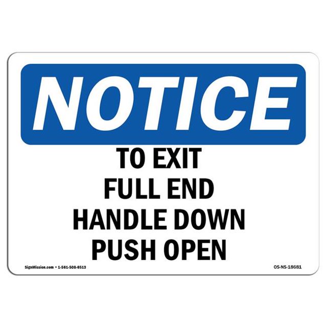 SignMission OS-NS-A-1218-L-18681 12 x 18 Po Panneau de Signalisation OSHA - pour Sortir Tirer la Poignée Rouge vers le Bas Pousser Ouvert