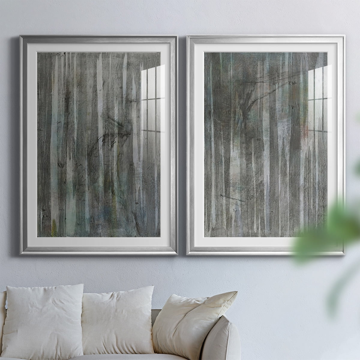 Wexford Home Birch Forest Abstracts I Premium Framed Print, 30.5" x 42.5" - Ready to Hang, Silver (Set of 2)