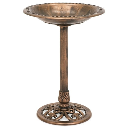 Best Choice Products Outdoor Garden Pedestal Bird Bath Vintage Decor - Copper