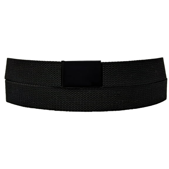 Matte Black Close Buckle Black Adjustable Canvas Web Belt With Metal Buckle 32 to 72