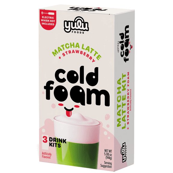 Yulu - Instant Cold Foam Latte Kit - Matcha Latte w/ Strawberry Cold Foam 3 SETS NET WT 5.08 oz (144g)