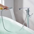 thumbnail image 6 of Allario Gleaming Brass Freestanding Tub Faucet in Chrome with Handshower, 6 of 14