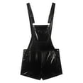 thumbnail image 5 of Sxiwei Men's Shiny Metallic Bib Overalls Dungarees Suspender Hot Shorts Pants Festival Party Clubwear Black S, 5 of 7