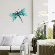 Liffy Metal Dragonfly Wall Art - 14 Decorative Green Dragonfly with Leaf-Shaped Wings, Perfect for Indoor or Outdoor Decor