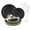 Black with Gold, variant on Smarty White with Gold Pearl String Round Disposable Plastic Wedding Value Set (30 Settings)