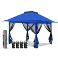 thumbnail image 3 of EAGLE PEAK 13 x 13 ft Pop-Up Gazebo Tent Instant w/ Mosquito Netting，Outdoor Gazebo Canopy Easy Set-up Folding Shelter (Blue), 3 of 10