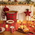 thumbnail image 4 of Plaid Christmas Table Runner, Winter Holiday Snowflake Table Runners, Xmas Decorations Indoor Outdoor Farmhouse Home Kitchen Dining Party Decor, 4 of 6