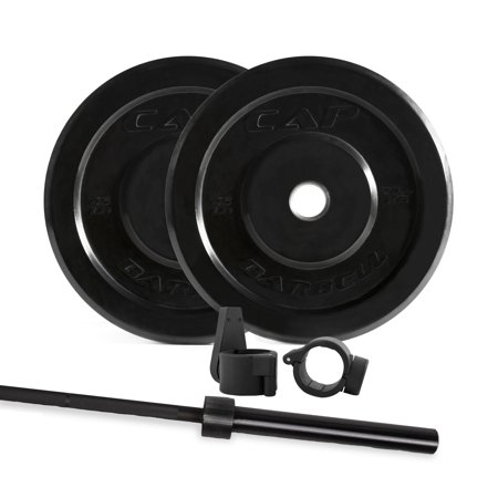 CAP Barbell 135 lb Bumper Plate Set with 7â?? Power Bar and Bar Clamps (ships in 3 boxes)