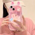 thumbnail image 4 of Korean Cute 3D Eyes Rabbit Clear Wavy Phone Case For iPhone 14 13 12 12 11 Pro Max X XS XR 7 8 Plus SE Lovely Animal Soft Cover, 4 of 5