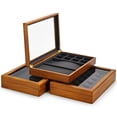 thumbnail image 7 of Multi Function Jewelry Organizer Box Wooden Ring Display Trays Bracelet Storagecase With Microfiber Ladies Gift, 7 of 7