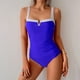 thumbnail image 5 of Trajes de baño para mujer, Trajes de baño para mujer, Traje de baño de color liso conservador con tirantes anchos y pecho pequeño, Traje de baño de mujer con bloques de color, 5 of 6