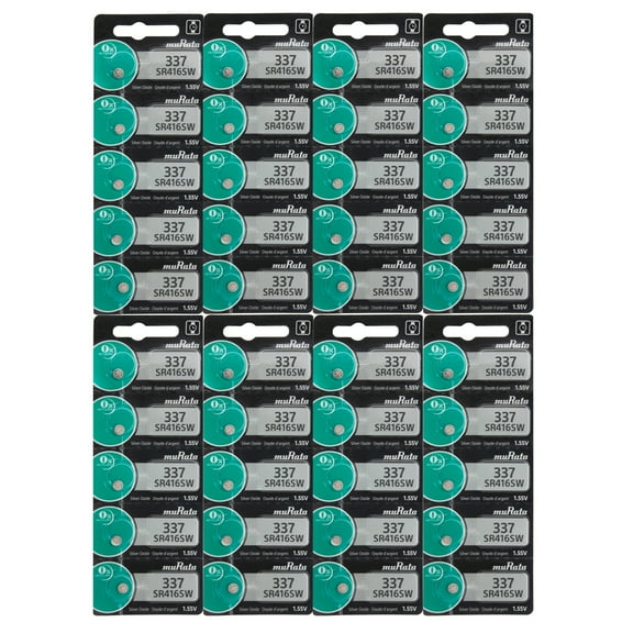 Murata coin cells SR 416 SW / 337, 0% mercury 40 Pack