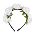 thumbnail image 1 of diadema de flores de simulación con rosas 3D para mujer, aros para el pelo creativos para novia, boda, fotografía (blanco), 1 of 8