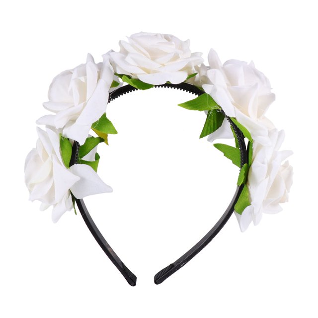 diadema de flores de simulación con rosas 3D para mujer, aros para el pelo creativos para novia, boda, fotografía (blanco)