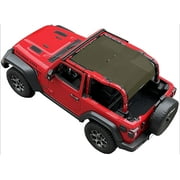 Shadeidea Jeep Wrangler Sunshade JL 2 Door (2018-Current) Sun Shade Front and Rear Trunk - Tank Green Mesh Screen Top Cover UV Blocker with Grab Bag - 10 Years Warranty