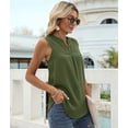 thumbnail image 5 of Women'S Summer Casual Sleeveless V Neck Lace Trim Tank Tops Loose Blouse Tees Green L, 5 of 7