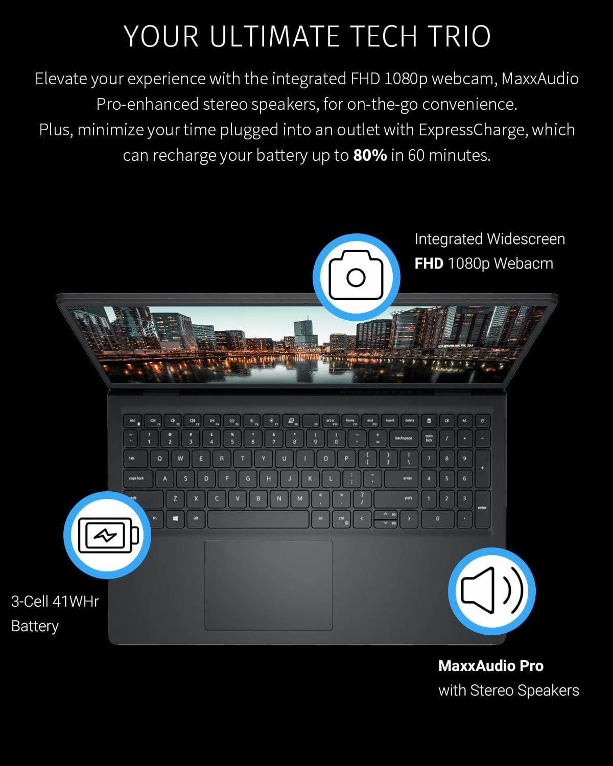 Dell Inspiron 15.6" FHD Touchscreen Business Laptop, Intel Core i7-1355U, 16GB, 1TB SSD, Black
