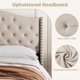 thumbnail image 6 of TROPOW King Size Bed Frame,Velvet Platform Bed Frame w/Headboard and Footboard Upholstered Bed Frames w/Button Tufted Wingback Headboard, No Boxing Spring Need, Beige, 6 of 8