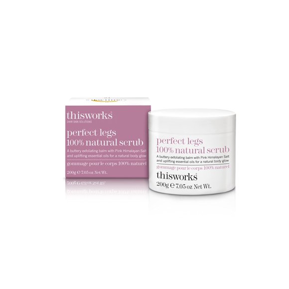Thisworks Perfect Legs exfoliante natural: bálsamo exfoliante mantecoso con sal rosa del Himalaya para un brillo corporal natural 200 g | 7,05 onzas