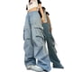 thumbnail image 5 of Pantalones casuales americanos de verano para mujer, pantalones anchos con cintura alta y tubo recto, 5 of 5