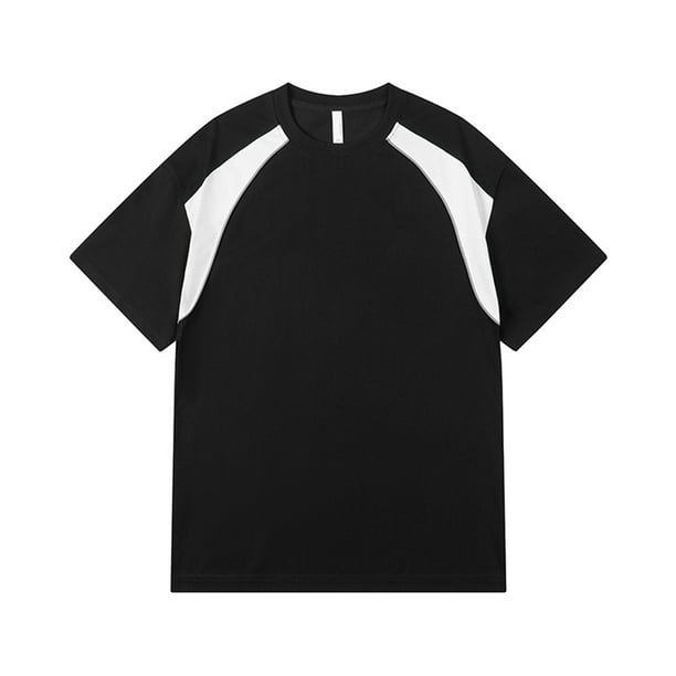 Camiseta de verano holgada con bloques de color para hombre - Versátil para el día a día/deporte - Fácil de cuidar, tejido de poliéster suave