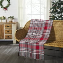 VHC Brands Christmas Decorations for Living Room Couch Sofa Bedding Gregor Plaid Woven Throw 50x60
