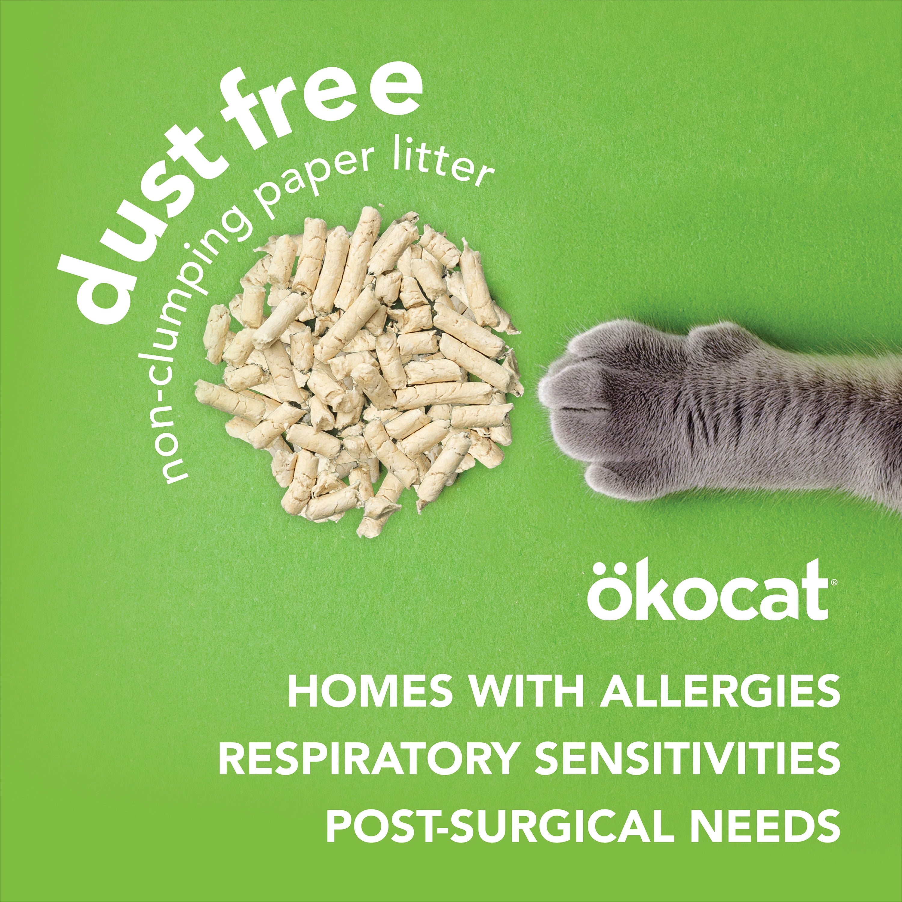 okocat Dust Free Cat Litter, Non-clumping Paper Pellet, Unscented, 8.0 lbs