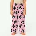 thumbnail image 2 of YOUYEDIAN Comfy Pajama Pants for Girls Stretch Drawstring Lounge Pants with Pockets Bow Print Casual Wide Leg Pjs Bottoms Black 9-10 Years, 2 of 5