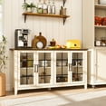 thumbnail image 4 of FIAKOA 63" Farmhouse Buffet Cabinet with Storage, Large White Sideboard Cabinet with Glass Doors, Kitchen Coffee Bar Cabinet for Dining Room, 4 of 6