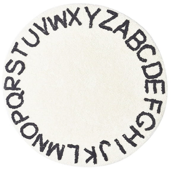 WHAMVOX  Alphabet Rug Letter Learning Nursery Kids Back Office Baby White