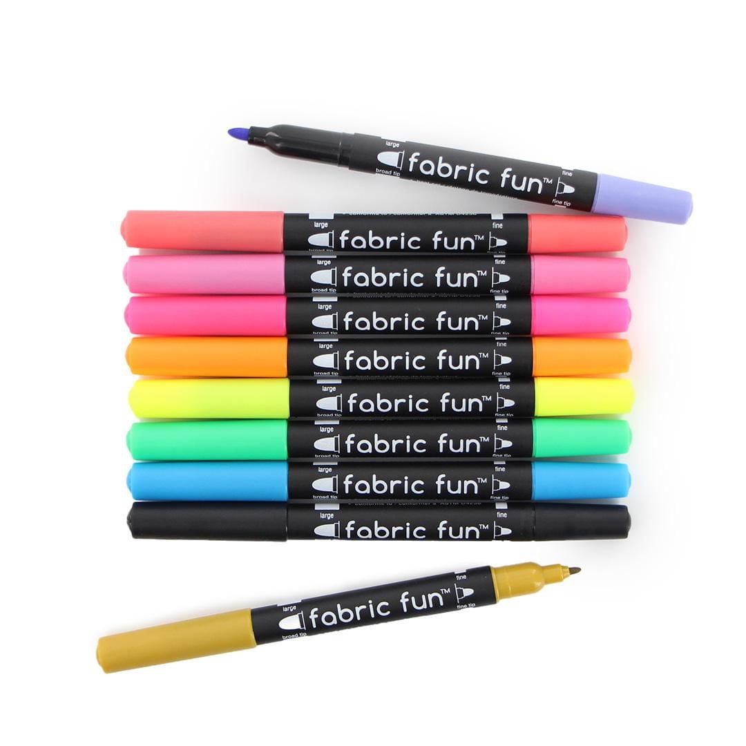 Brush Tip Fabric Dye Pen Black Permanent Fabric Markers 6-Pack