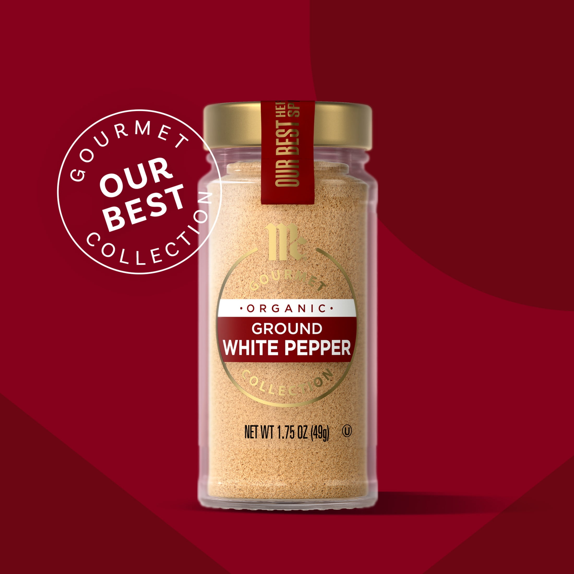 McCormick Gourmet Non-GMO Organic Ground White Pepper, 1.75 oz Bottle
