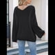 thumbnail image 4 of Suéter de Encaje con Apliques de Lentejuelas para Mujer, Otoño e Invierno, Cuello en V, Larga, Moderno y , Informal Negro M, 4 of 8