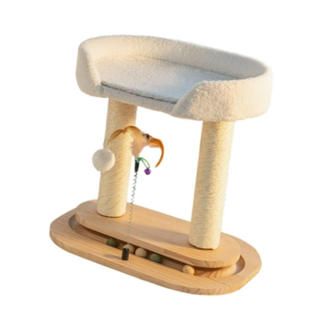 QualitChoice Cat Tree Toy With Scratch Post Offers Double Turntable Fun For Small Large Cats In Home Size For Feline Friend To Play