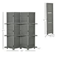thumbnail image 2 of HOMCOM 4 Panel Wood Privacy Screen Room Divider with 3 Shelves 67" Grey, 2 of 9