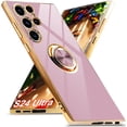 thumbnail image 1 of ORUYROP for Samsung Galaxy S24 Ultra Case with Screen Protector, Built-in 360 Rotation Ring Holder Magnetic Stand, Luxury Shiny Plating Edge Shockproof Electroplated Protective Cover (Purple/G, 1 of 6