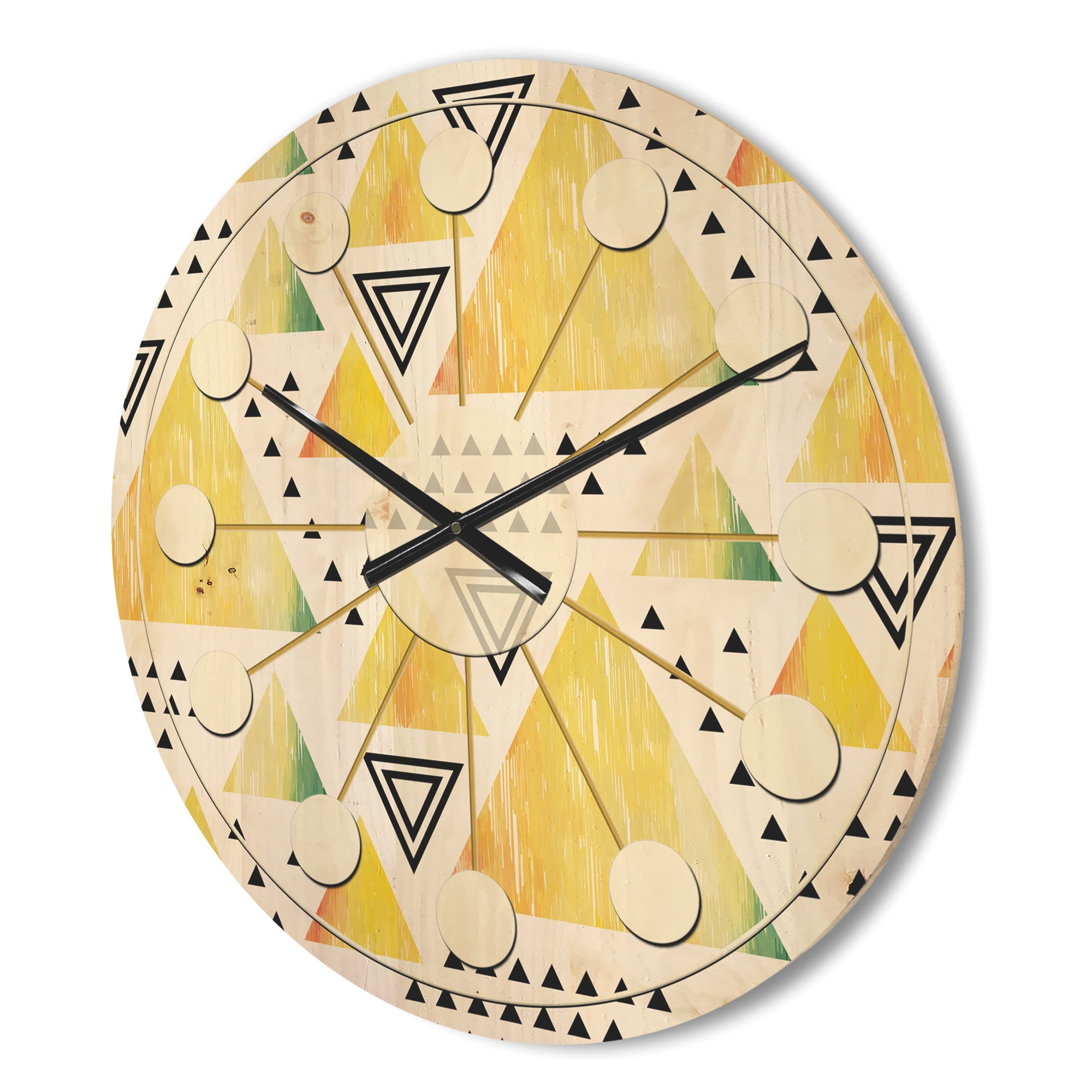 Designart 'Retro Triangular Design IV' Mid-Century Modern Wood Wall Clock