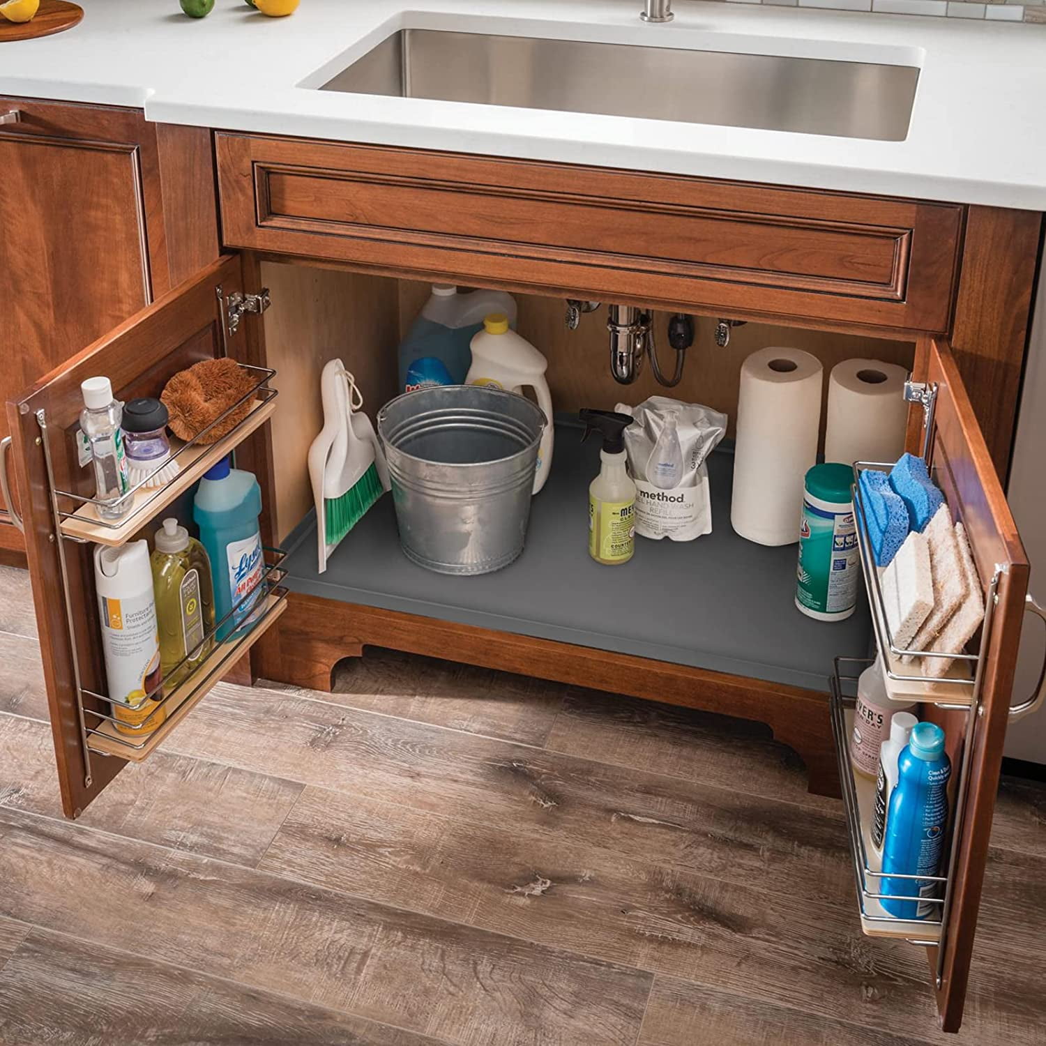 FUMAX Under Sink Mat, 34x22 Absorbent Kitchen Cabinet Mat, Sink Drip  Protector Tray, Rubber Backed Anti-Slip Kitchen Sink Mats