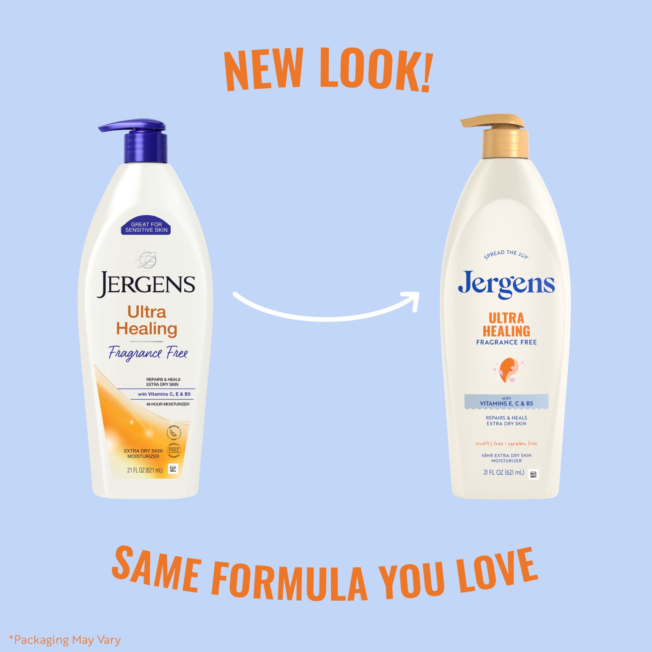 Jergens Ultra Healing Hand And Body Lotion Dry Skin Moisturizer, Fragrance Free, 21 fl oz