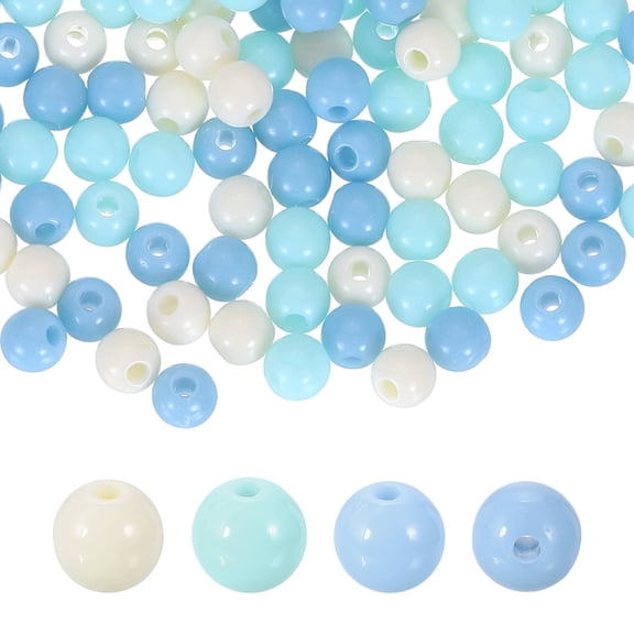 Uxcell 100pcs Cream Blue Acrylic Round Beads 6mm Dia 1.9mm Hole Plastic Resin Smooth Balls Loose Bead for Jewelry Making Bracelets Necklace Earrings DIY